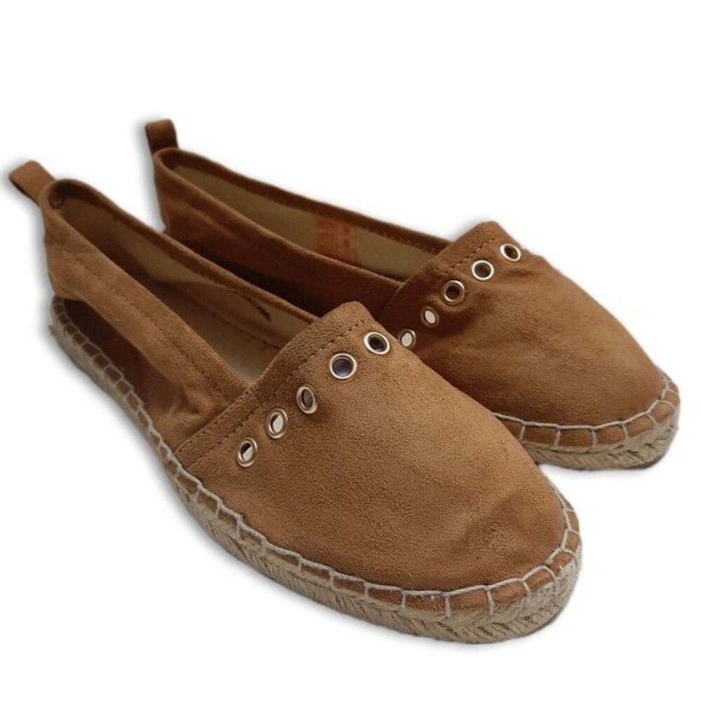 JOE FRESH Espadrille Faux Suede Flats Shoes Tan Brown Sz 7
